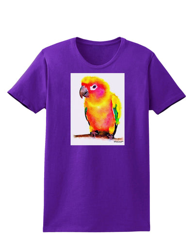 Sun Conure Parrot Watercolor Womens Dark T-Shirt-TooLoud-Purple-X-Small-Davson Sales