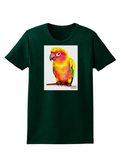 Sun Conure Parrot Watercolor Womens Dark T-Shirt-TooLoud-Forest-Green-Small-Davson Sales