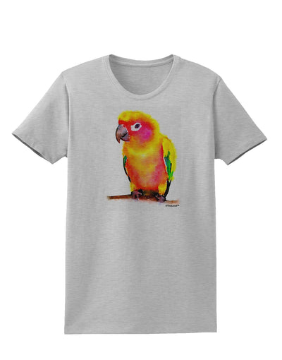 Sun Conure Parrot Watercolor Womens T-Shirt-Womens T-Shirt-TooLoud-AshGray-X-Small-Davson Sales