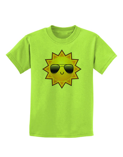 Sun With Sunglasses Childrens T-Shirt-Childrens T-Shirt-TooLoud-Lime-Green-X-Small-Davson Sales