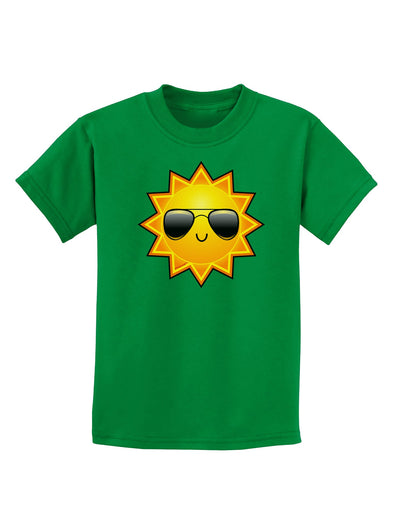 Sun With Sunglasses Dark Childrens Dark T-Shirt-Childrens T-Shirt-TooLoud-Kelly-Green-X-Small-Davson Sales