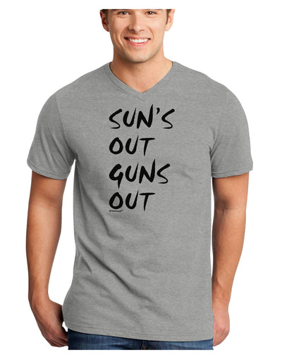 Suns Out Guns Out Adult V-Neck T-shirt-Mens V-Neck T-Shirt-TooLoud-HeatherGray-Small-Davson Sales