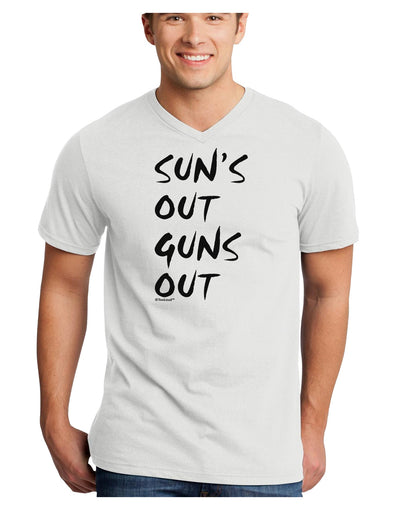 Suns Out Guns Out Adult V-Neck T-shirt-Mens V-Neck T-Shirt-TooLoud-White-Small-Davson Sales