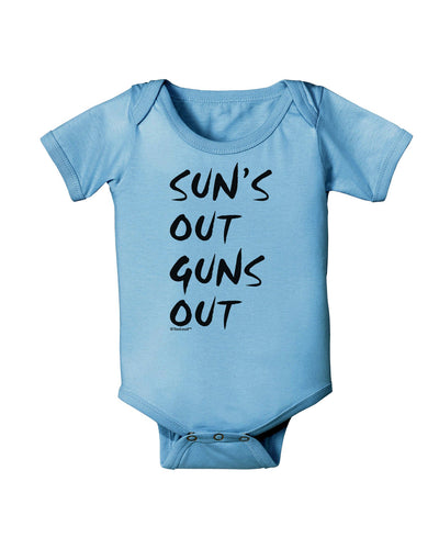 Suns Out Guns Out Baby Romper Bodysuit-Baby Romper-TooLoud-Light-Blue-06-Months-Davson Sales