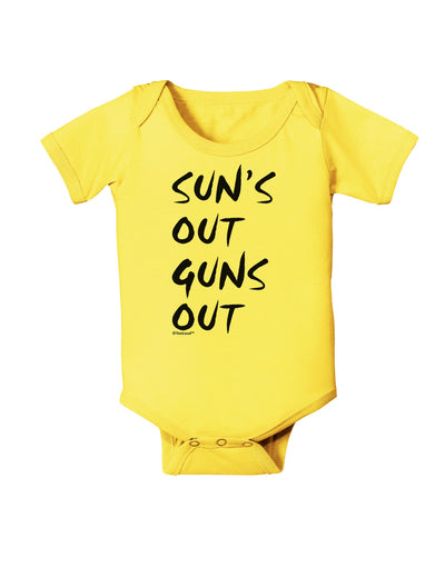 Suns Out Guns Out Baby Romper Bodysuit-Baby Romper-TooLoud-Yellow-06-Months-Davson Sales