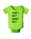 Suns Out Guns Out Baby Romper Bodysuit-Baby Romper-TooLoud-Lime-Green-06-Months-Davson Sales