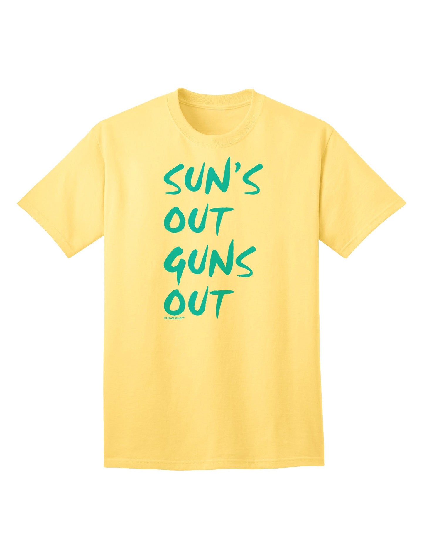 Suns Out Guns Out - Blue Adult T-Shirt-Mens T-Shirt-TooLoud-Yellow-Small-Davson Sales