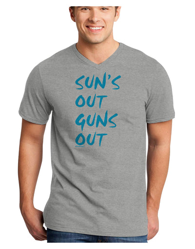 Suns Out Guns Out - Blue Adult V-Neck T-shirt-Mens V-Neck T-Shirt-TooLoud-HeatherGray-Small-Davson Sales