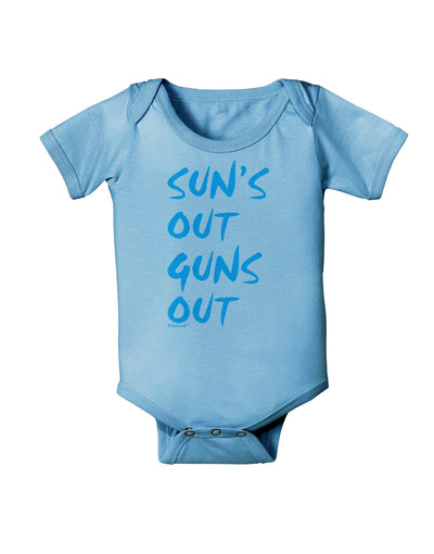 Suns Out Guns Out - Blue Baby Romper Bodysuit-Baby Romper-TooLoud-Light-Blue-06-Months-Davson Sales