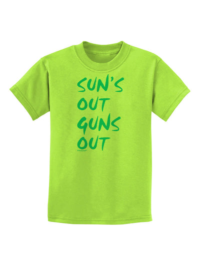 Suns Out Guns Out - Blue Childrens T-Shirt-Childrens T-Shirt-TooLoud-Lime-Green-X-Small-Davson Sales