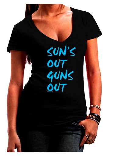 Suns Out Guns Out - Blue Juniors V-Neck Dark T-Shirt-Womens V-Neck T-Shirts-TooLoud-Black-Juniors Fitted Small-Davson Sales