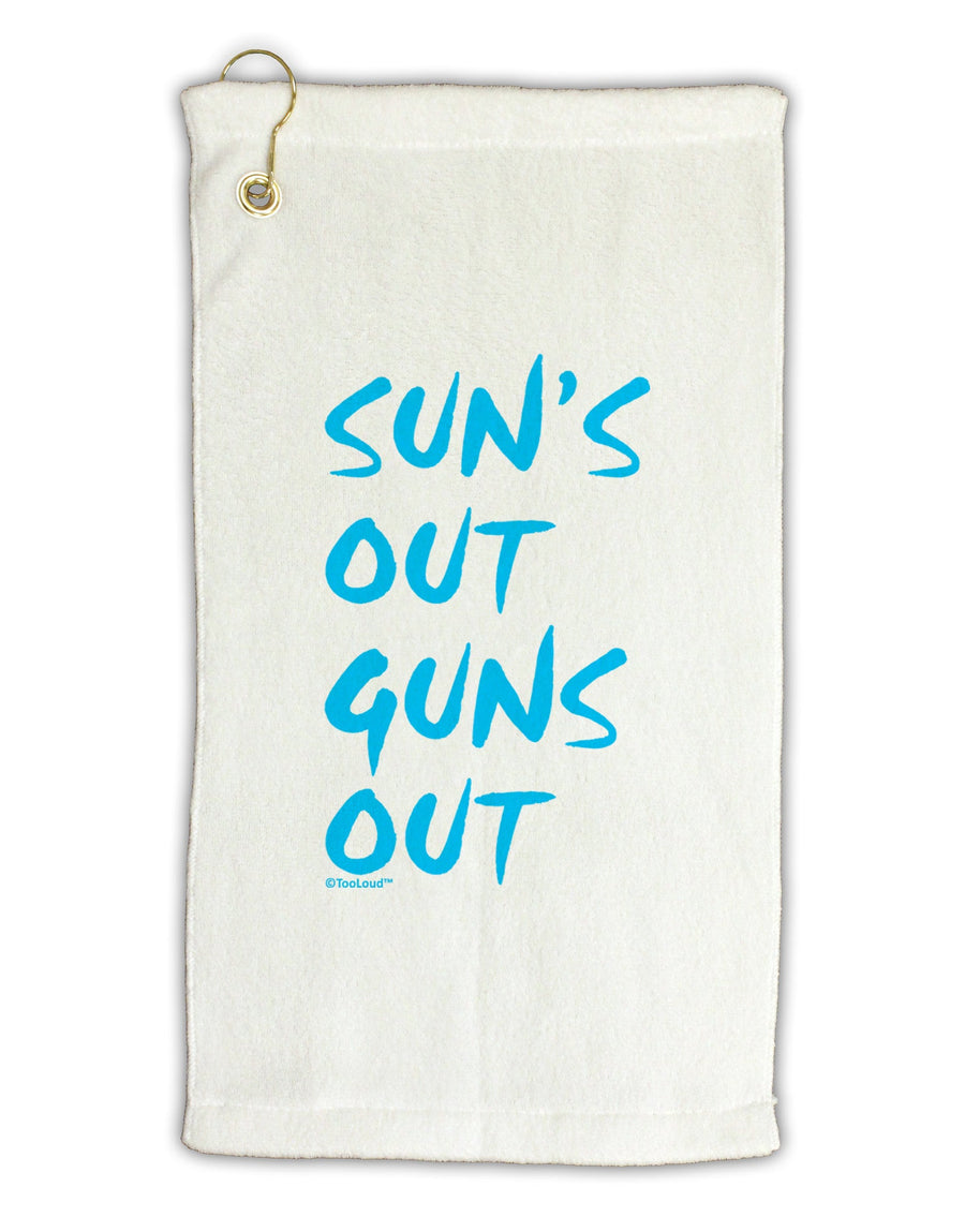 Suns Out Guns Out - Blue Micro Terry Gromet Golf Towel 16 x 25 inch-Golf Towel-TooLoud-White-Davson Sales