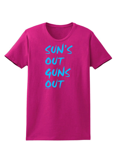 Suns Out Guns Out - Blue Womens Dark T-Shirt-TooLoud-Hot-Pink-Small-Davson Sales