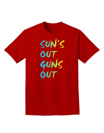 Suns Out Guns Out - Gradient Colors Adult Dark T-Shirt-Mens T-Shirt-TooLoud-Red-Small-Davson Sales