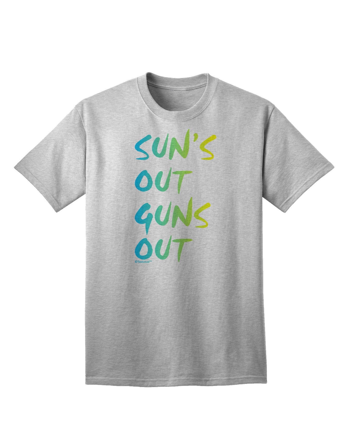Suns Out Guns Out - Gradient Colors Adult T-Shirt-Mens T-Shirt-TooLoud-AshGray-Small-Davson Sales