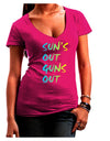 Suns Out Guns Out - Gradient Colors Juniors V-Neck Dark T-Shirt-Womens V-Neck T-Shirts-TooLoud-Hot-Pink-Juniors Fitted Small-Davson Sales