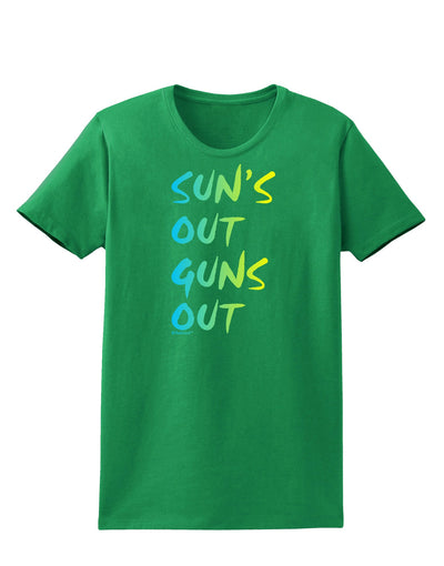 Suns Out Guns Out - Gradient Colors Womens Dark T-Shirt-TooLoud-Kelly-Green-X-Small-Davson Sales