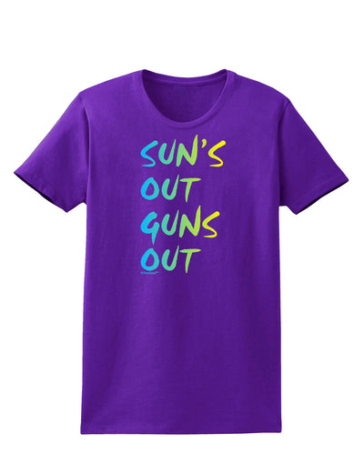 Suns Out Guns Out - Gradient Colors Womens Dark T-Shirt-TooLoud-Purple-X-Small-Davson Sales