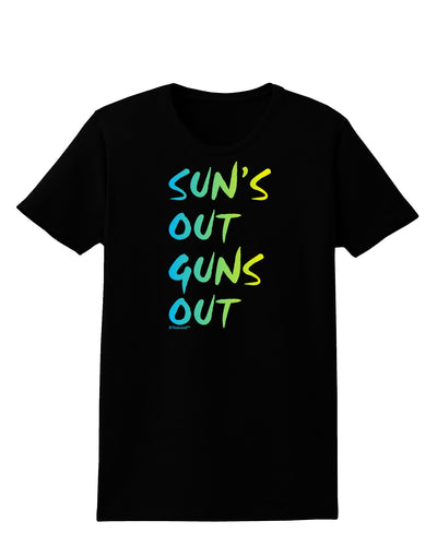 Suns Out Guns Out - Gradient Colors Womens Dark T-Shirt-TooLoud-Black-X-Small-Davson Sales