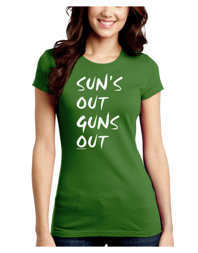 Suns Out Guns Out Juniors Crew Dark T-Shirt-T-Shirts Juniors Tops-TooLoud-Kiwi-Green-Juniors Fitted Small-Davson Sales