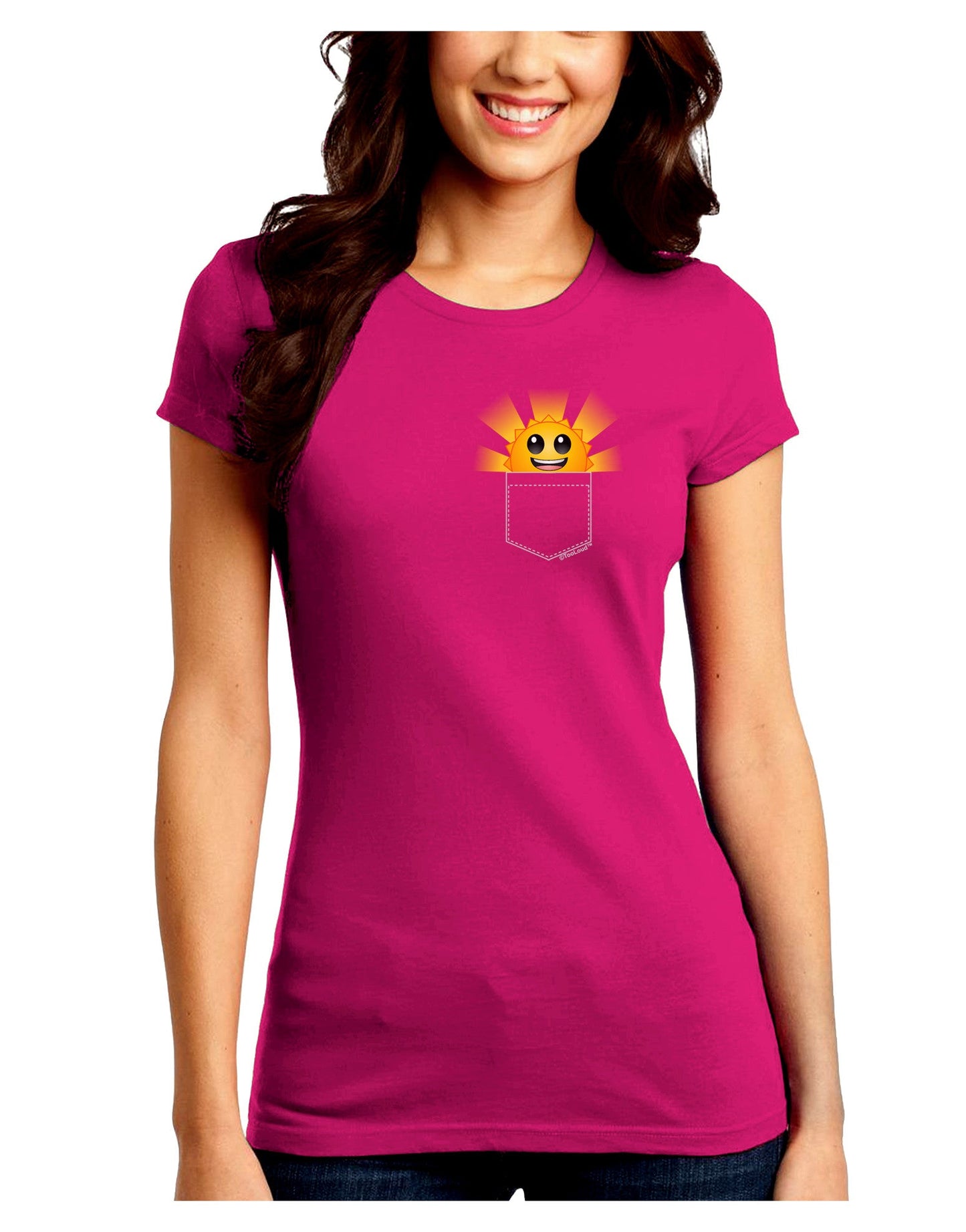 Sunshine In My Pocket Juniors Petite Crew Dark T-Shirt-T-Shirts Juniors Tops-TooLoud-Hot-Pink-Juniors Fitted Small-Davson Sales