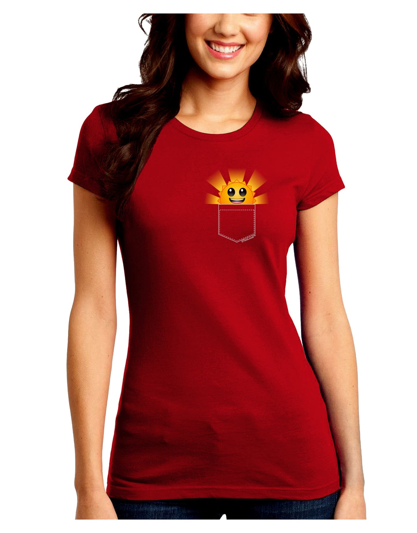 Sunshine In My Pocket Juniors Petite Crew Dark T-Shirt-T-Shirts Juniors Tops-TooLoud-Red-Juniors Fitted Small-Davson Sales