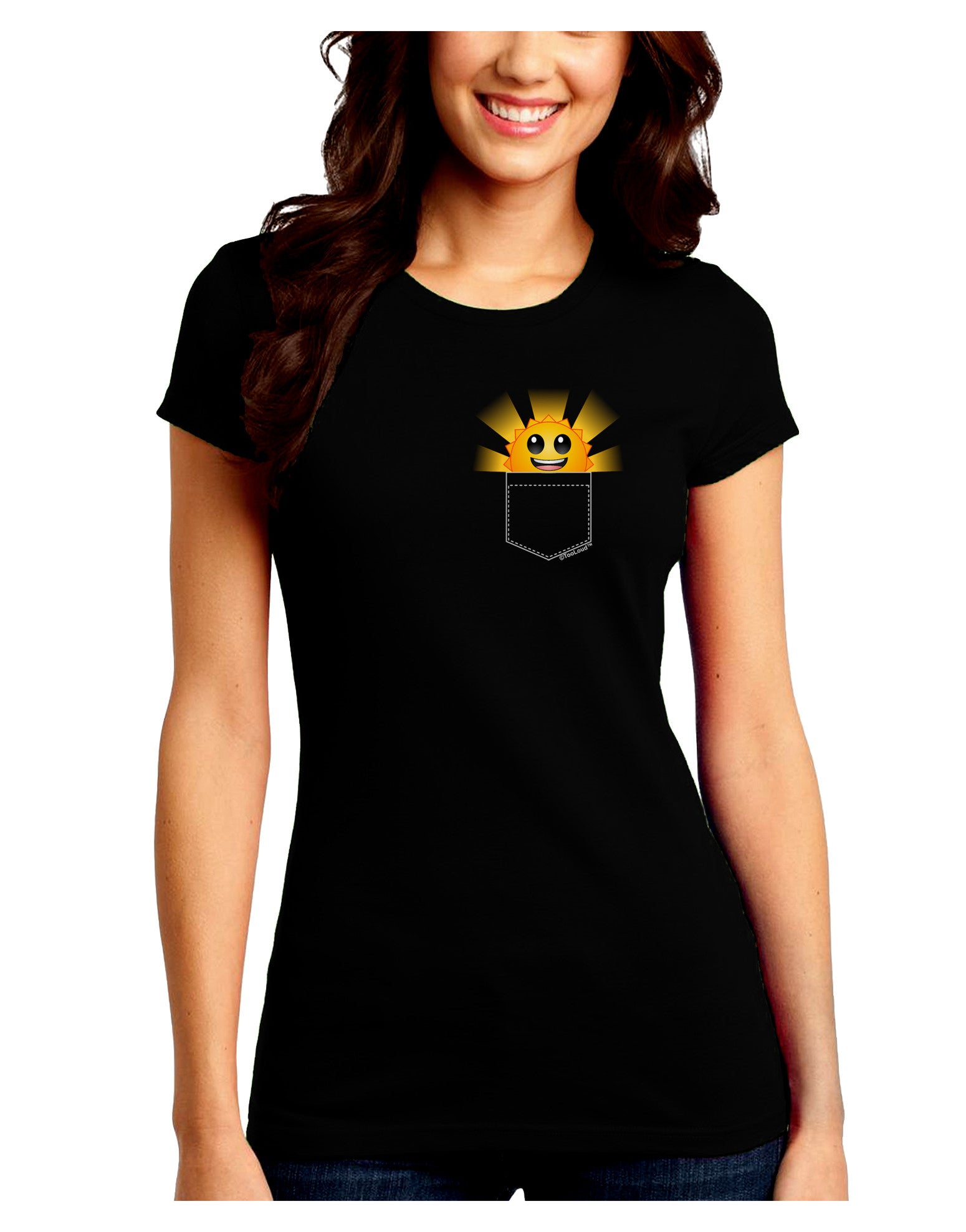 Sunshine In My Pocket Juniors Petite Crew Dark T-Shirt-T-Shirts Juniors Tops-TooLoud-Black-Juniors Fitted Small-Davson Sales