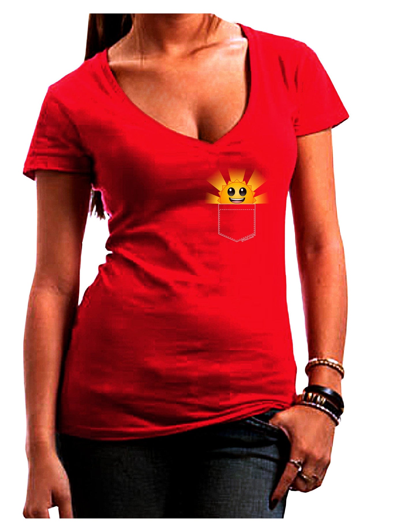 Sunshine In My Pocket Womens V-Neck Dark T-Shirt-Womens V-Neck T-Shirts-TooLoud-Red-Juniors Fitted Small-Davson Sales