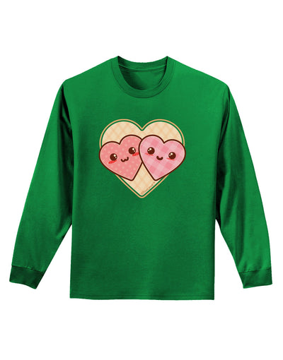 Super Cute Kawaii Hearts Adult Long Sleeve Dark T-Shirt-TooLoud-Kelly-Green-Small-Davson Sales