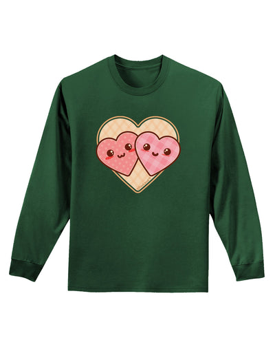 Super Cute Kawaii Hearts Adult Long Sleeve Dark T-Shirt-TooLoud-Dark-Green-Small-Davson Sales