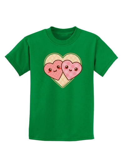 Super Cute Kawaii Hearts Childrens Dark T-Shirt-Childrens T-Shirt-TooLoud-Kelly-Green-X-Small-Davson Sales