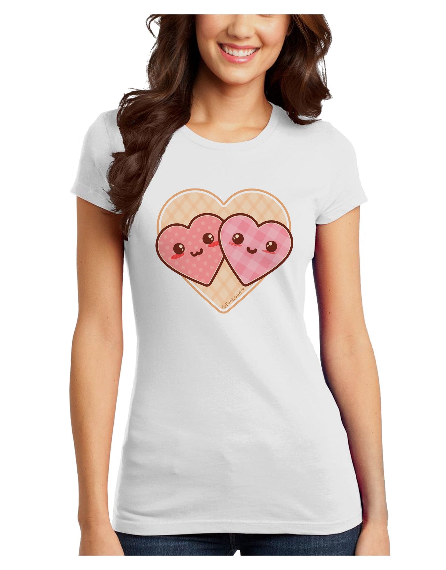 Super Cute Kawaii Hearts Juniors T-Shirt-Womens Juniors T-Shirt-TooLoud-White-Juniors Fitted X-Small-Davson Sales