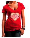 Super Cute Kawaii Hearts Juniors V-Neck Dark T-Shirt-Womens V-Neck T-Shirts-TooLoud-Red-Juniors Fitted Small-Davson Sales