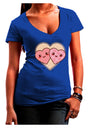 Super Cute Kawaii Hearts Juniors V-Neck Dark T-Shirt-Womens V-Neck T-Shirts-TooLoud-Royal-Blue-Juniors Fitted Small-Davson Sales