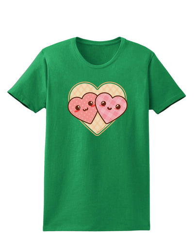 Super Cute Kawaii Hearts Womens Dark T-Shirt-TooLoud-Kelly-Green-X-Small-Davson Sales