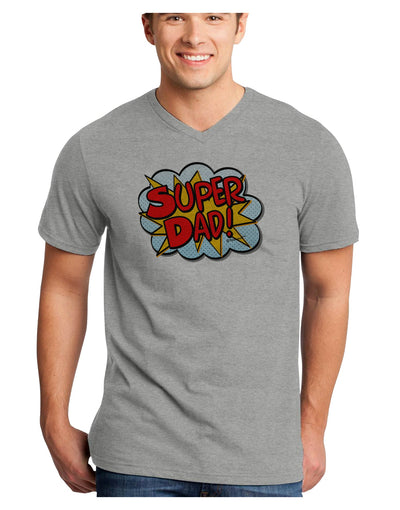 Super Dad - Superhero Comic Style Adult V-Neck T-shirt-Mens V-Neck T-Shirt-TooLoud-HeatherGray-Small-Davson Sales