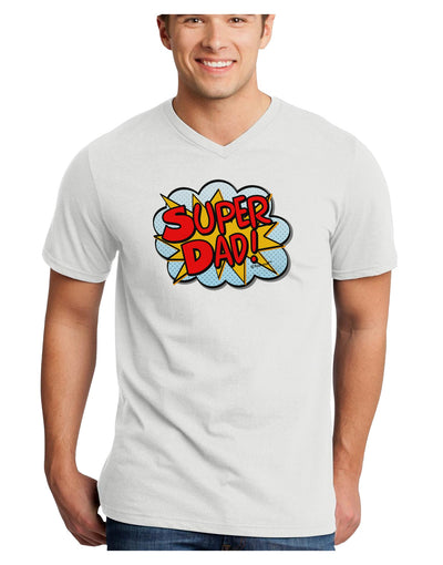 Super Dad - Superhero Comic Style Adult V-Neck T-shirt-Mens V-Neck T-Shirt-TooLoud-White-Small-Davson Sales