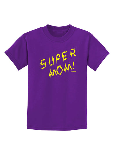 Super Mom - Lightening Bolt Design Childrens Dark T-Shirt by TooLoud-Childrens T-Shirt-TooLoud-Purple-X-Small-Davson Sales