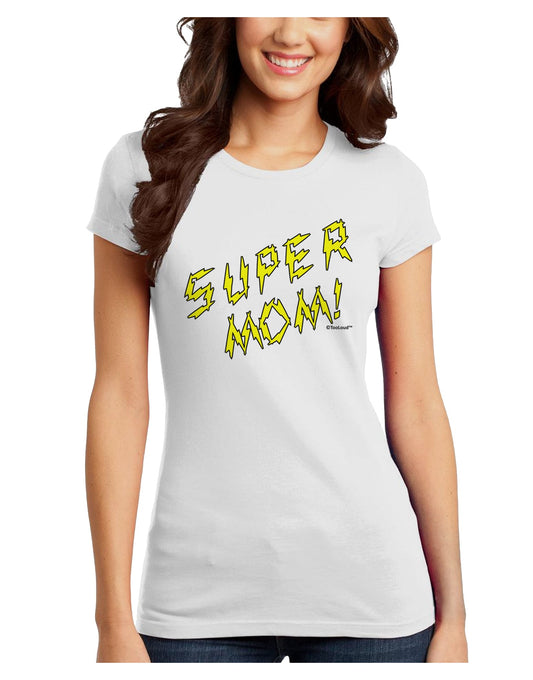 Super Mom - Lightening Bolt Design Juniors T-Shirt by TooLoud-Womens Juniors T-Shirt-TooLoud-White-Juniors Fitted X-Small-Davson Sales