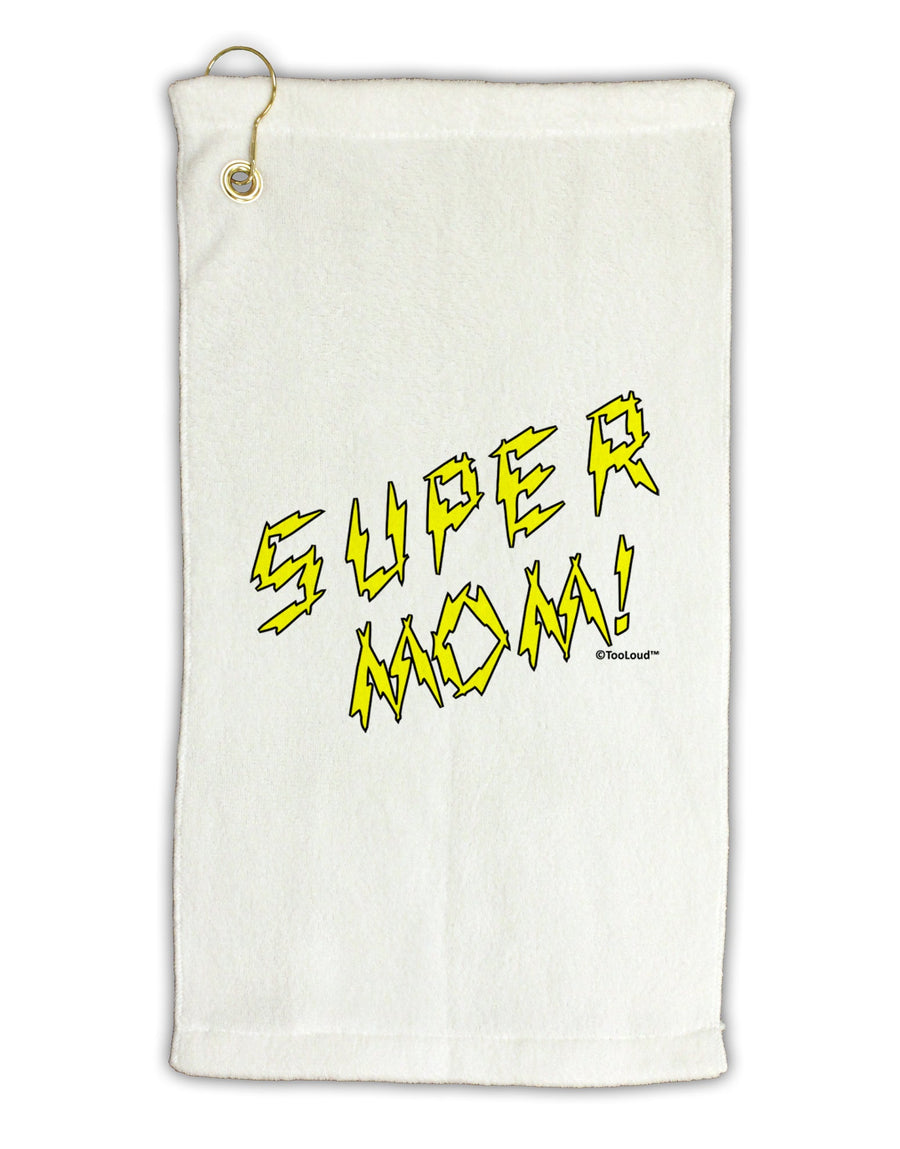 Super Mom - Lightening Bolt Design Micro Terry Gromet Golf Towel 16 x 25 inch by TooLoud-Golf Towel-TooLoud-White-Davson Sales