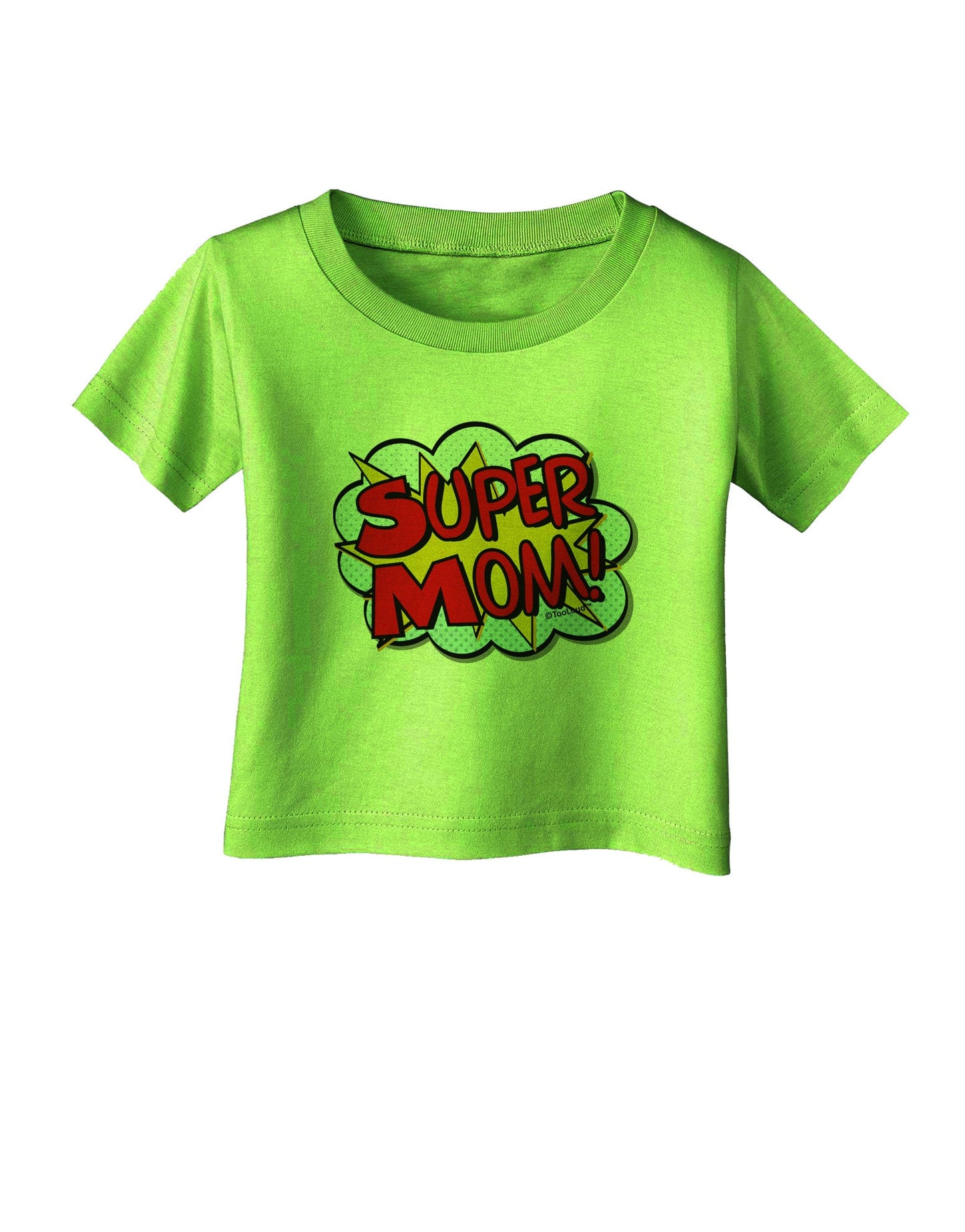 Super Mom - Superhero Comic Style Infant T-Shirt-Infant T-Shirt-TooLoud-Lime-Green-06-Months-Davson Sales