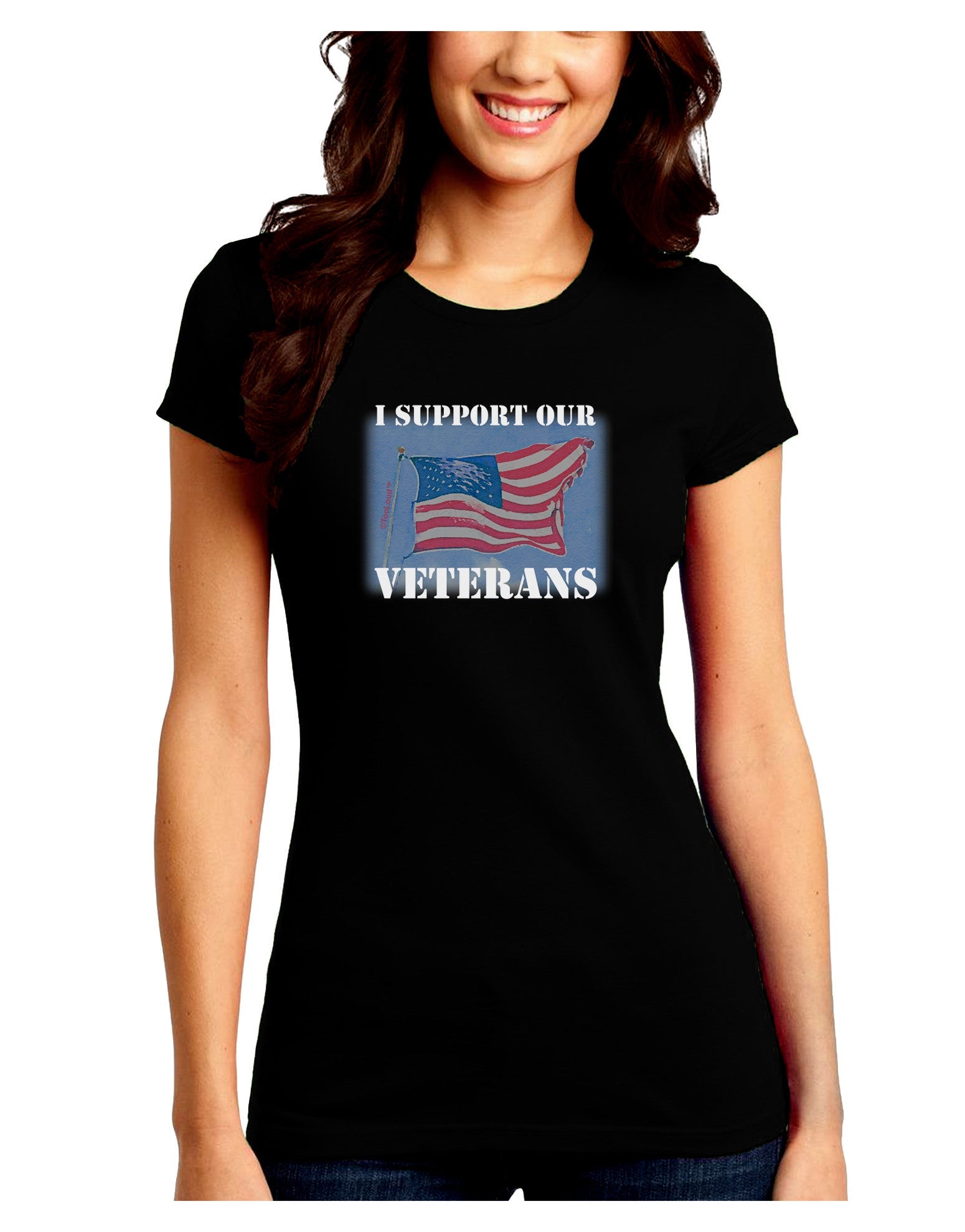 Support Our Veterans Juniors Crew Dark T-Shirt-T-Shirts Juniors Tops-TooLoud-Black-Juniors Fitted Small-Davson Sales