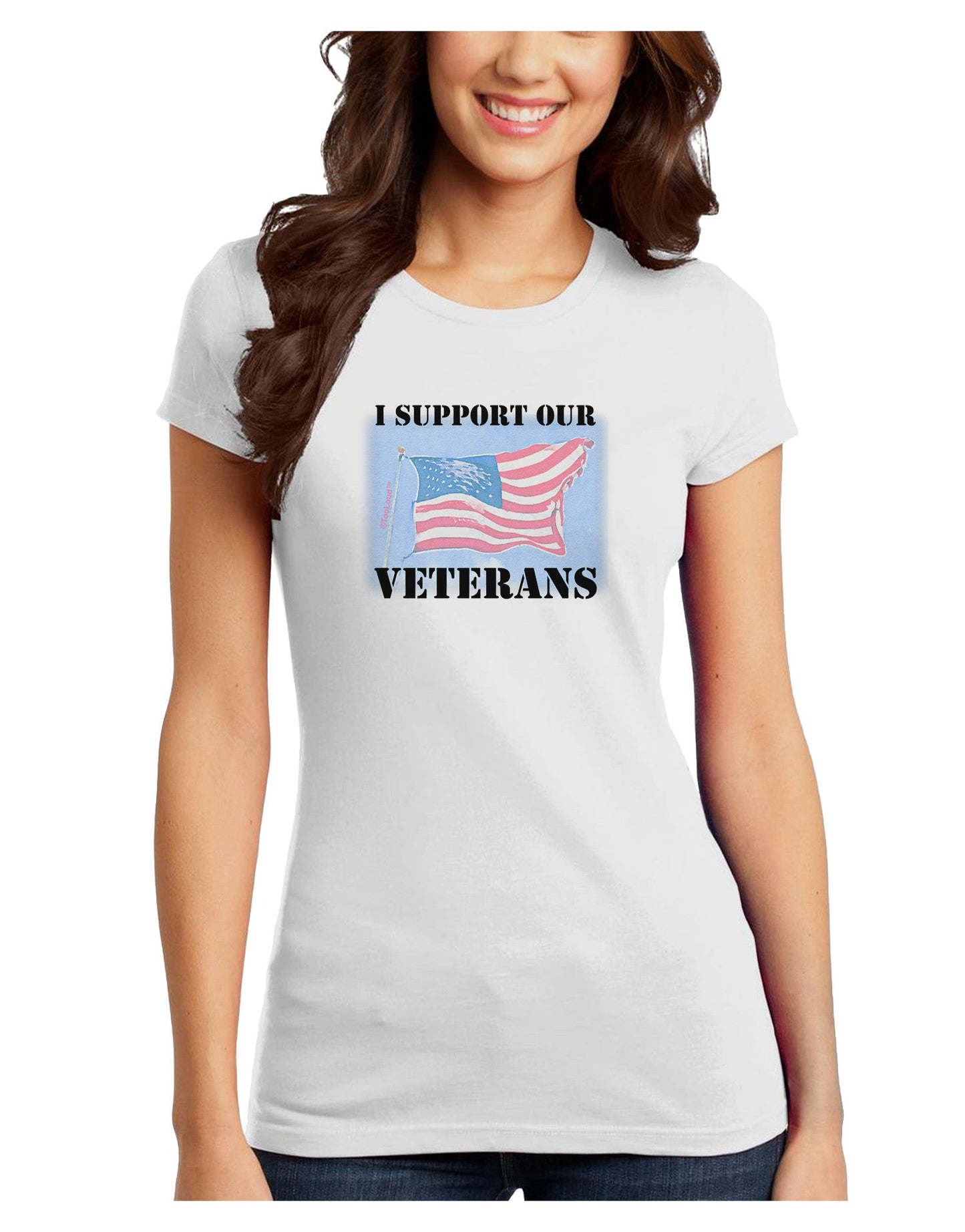 Support Our Veterans Juniors T-Shirt-Womens Juniors T-Shirt-TooLoud-White-Juniors Fitted X-Small-Davson Sales
