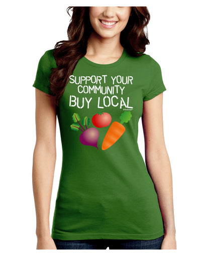 Support Your Community - Buy Local Juniors Crew Dark T-Shirt-T-Shirts Juniors Tops-TooLoud-Kiwi-Green-Juniors Fitted Small-Davson Sales