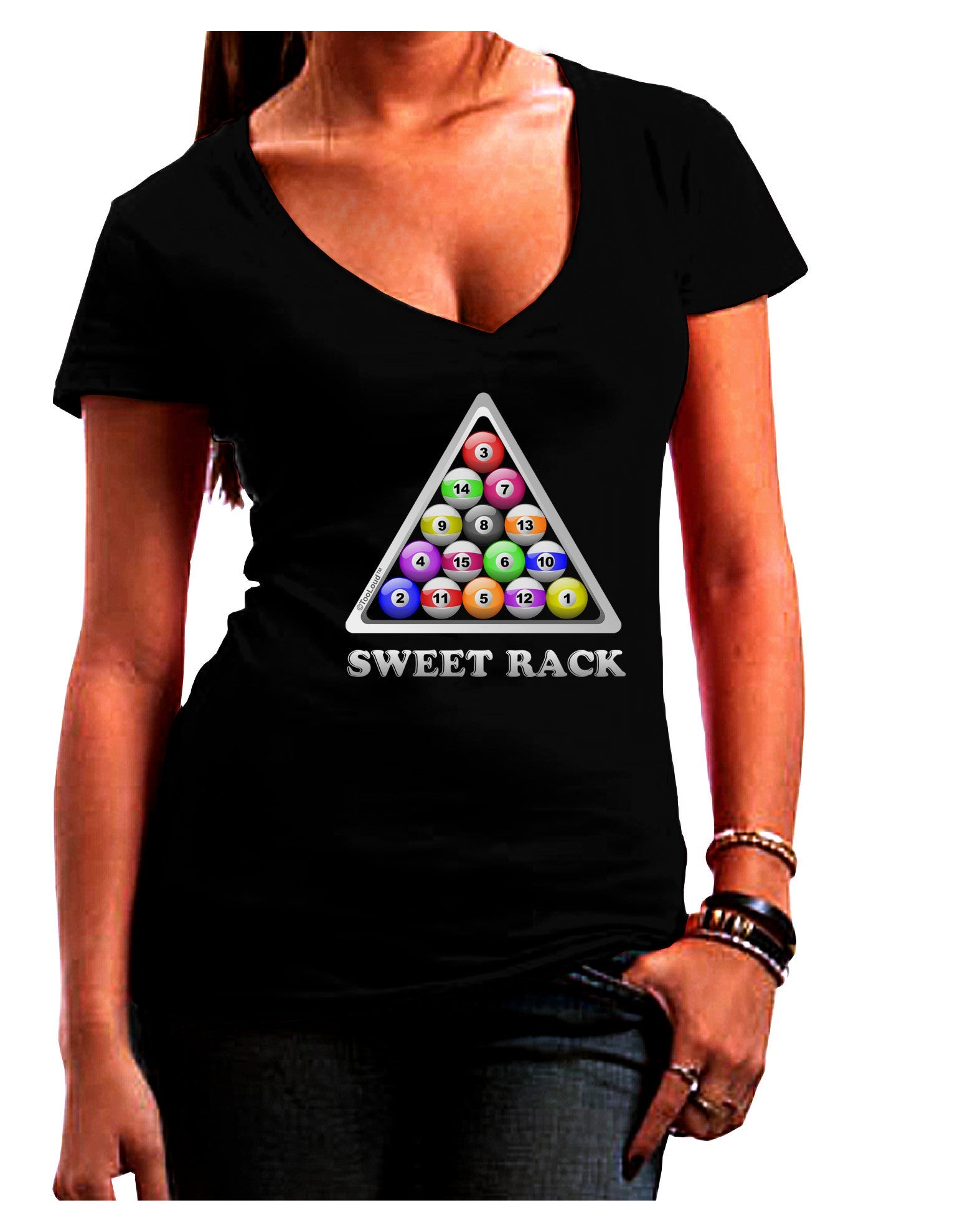 Sweet Rack - Pool Womens V-Neck Dark T-Shirt-Womens V-Neck T-Shirts-TooLoud-Black-Juniors Fitted Small-Davson Sales