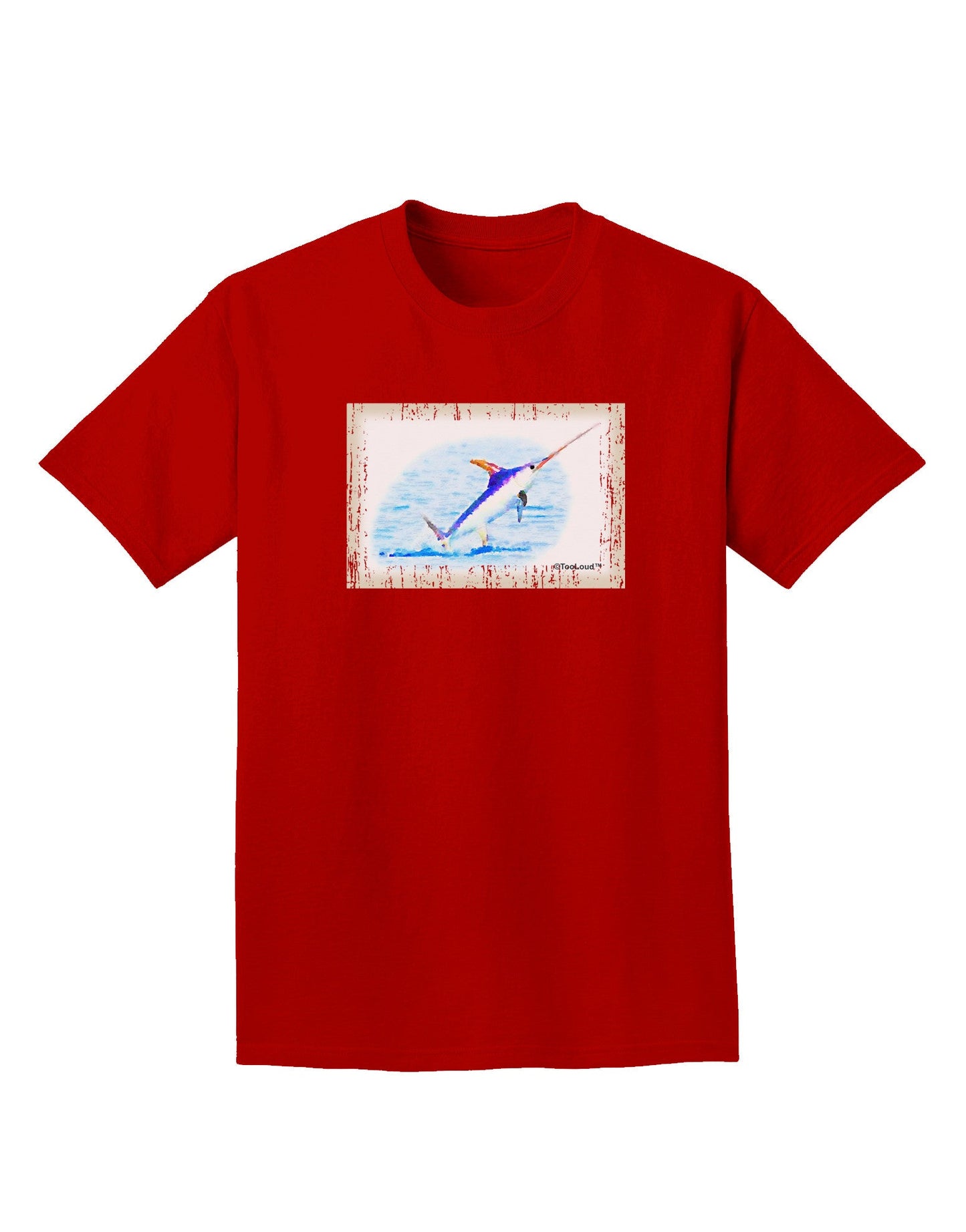 Swordfish Watercolor Adult Dark T-Shirt-Mens T-Shirt-TooLoud-Red-Small-Davson Sales