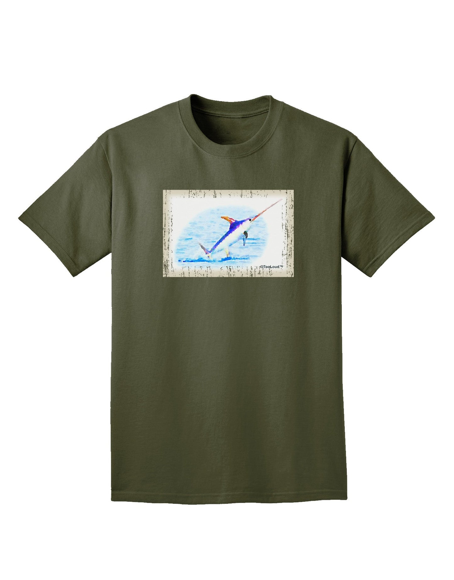 Swordfish Watercolor Adult Dark T-Shirt-Mens T-Shirt-TooLoud-Military-Green-Small-Davson Sales