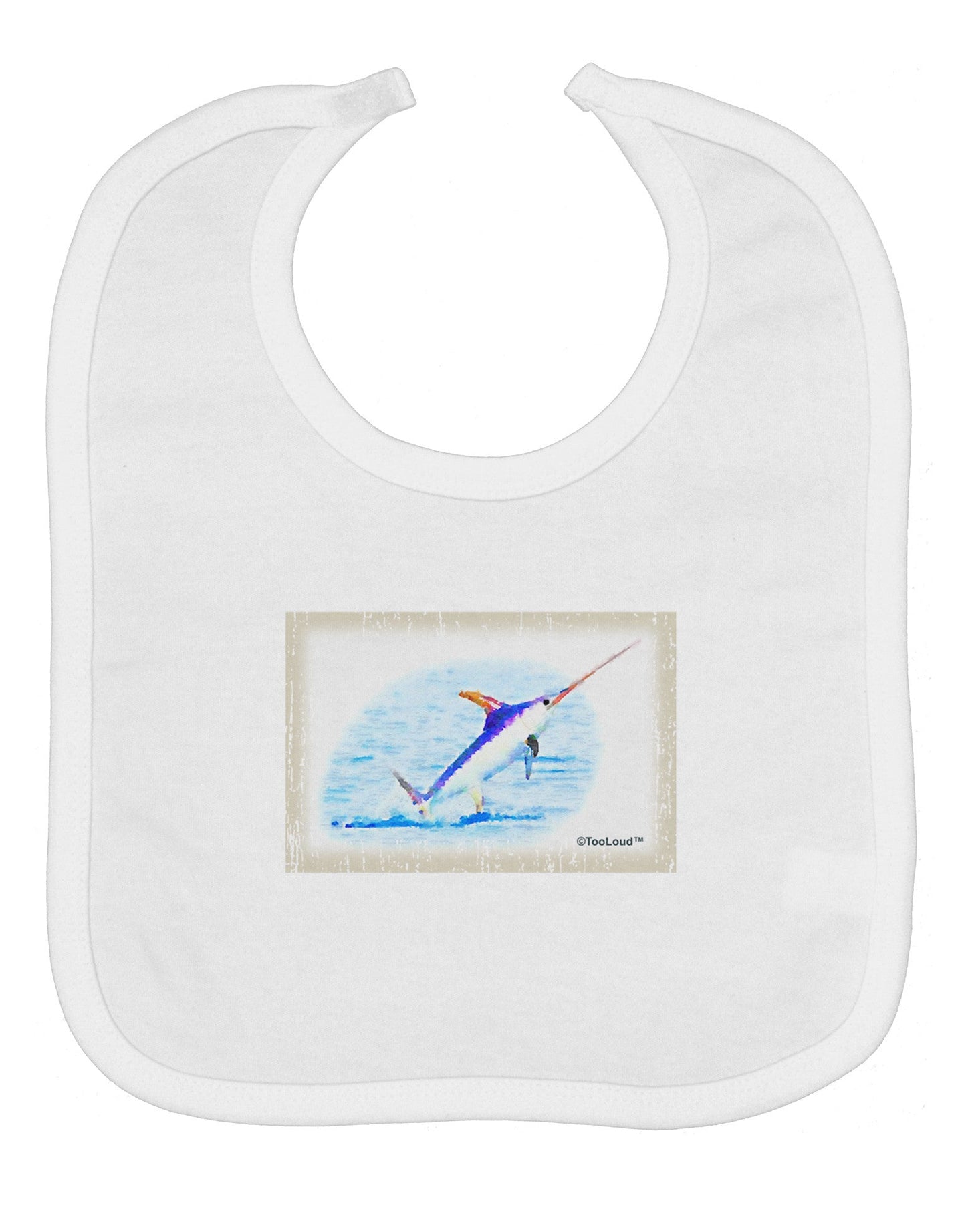 Swordfish Watercolor Baby Bib