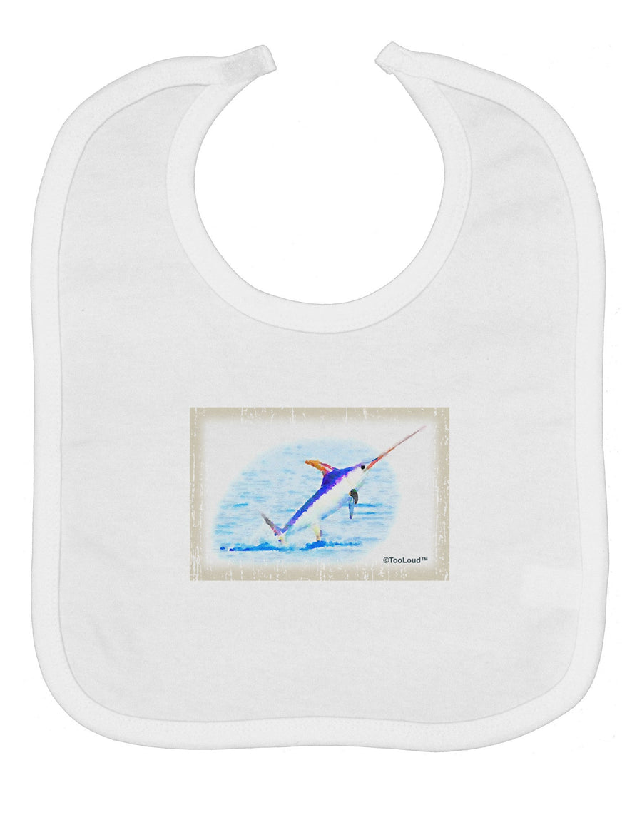 Swordfish Watercolor Baby Bib