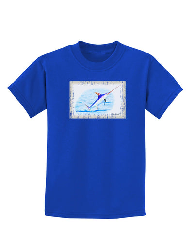 Swordfish Watercolor Childrens Dark T-Shirt-Childrens T-Shirt-TooLoud-Royal-Blue-X-Small-Davson Sales